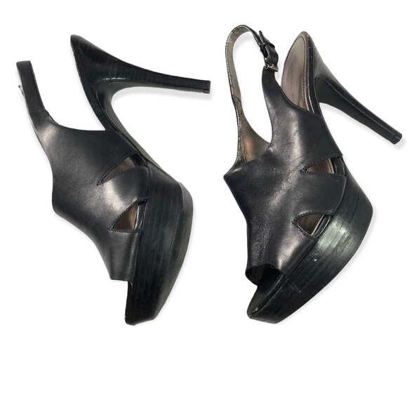 Marc Fisher Thane Leather Platform Slingback Heels - Picture 3 of 7
